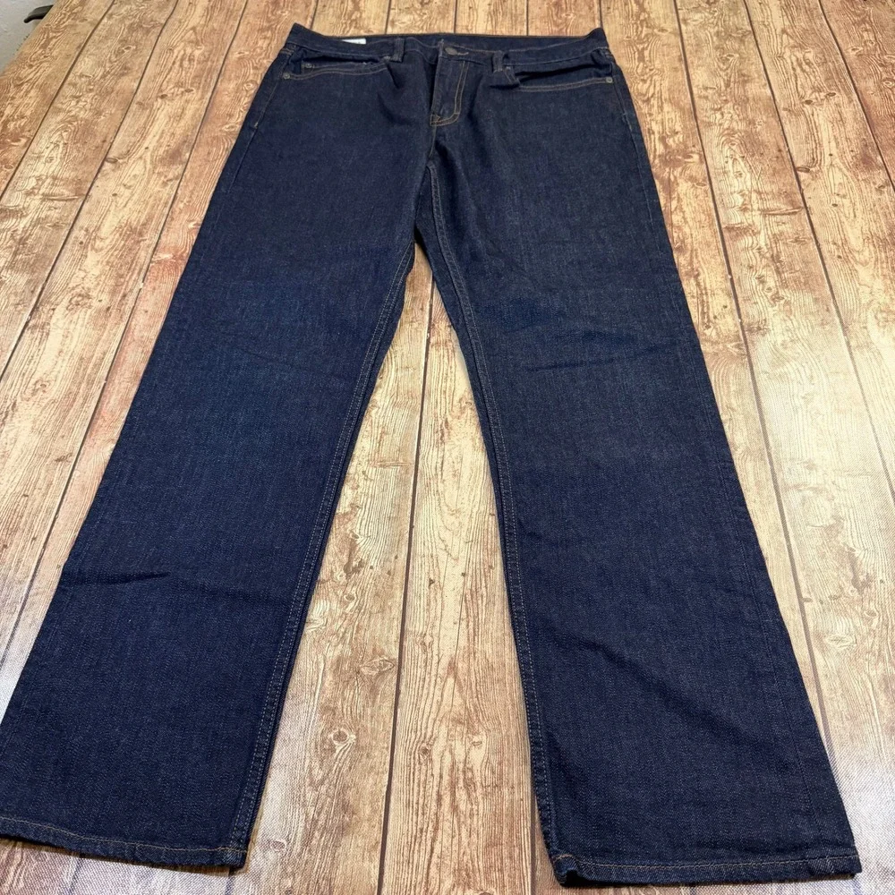 Banana Republic Slim Jeans Mens 34W 32L Dark Indigo Blue Stretch Denim